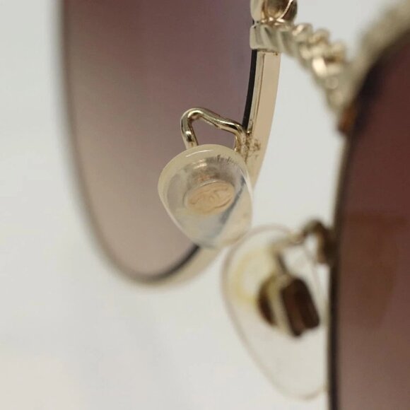 CHANEL Sunglasses metal Silver tone CC Auth 136551M